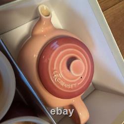 Le Creuset Teapot Set One Small Teapot and Two Mugs SS Rose Quartz with Box