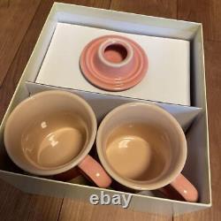 Le Creuset Teapot Set One Small Teapot and Two Mugs SS Rose Quartz with Box