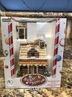 Lemax Sugar N Spice The Pretzel Cabin Set Of Two Outhouse Perfect