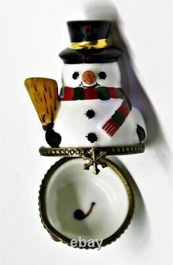 Limoges Box Christmas Nesting Snowman Set Two Boxes Three Pieces