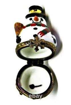 Limoges Box Christmas Nesting Snowman Set Two Boxes Three Pieces