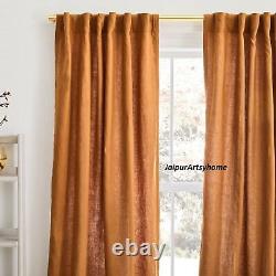 Linen curtain Cinnamon Color Living Room two panels Bedroom Curtain Set