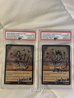 Lorcana Hakuna Matata Foil Signed Doodled By Juan Diego Set Of Two Psa 10 Auto