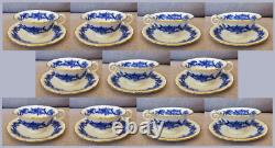 Lot Of 11 Teacup & Saucer Sets Antique Flow Blue Brown-westhead & Moore Cauldon