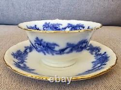 Lot Of 11 Teacup & Saucer Sets Antique Flow Blue Brown-westhead & Moore Cauldon