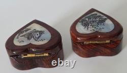 Lot of 13 Vintage Trinket Boxes Limoges Style, Cloisonne, Glass, Mother of Pea