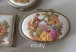 Lot of 13 Vintage Trinket Boxes Limoges Style, Cloisonne, Glass, Mother of Pea