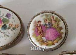 Lot of 13 Vintage Trinket Boxes Limoges Style, Cloisonne, Glass, Mother of Pea