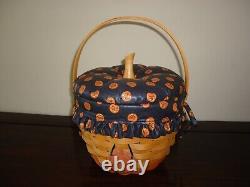 Lot of 3 Longaberger Pumpkin Basket Set with Lids & Two Tie Ons