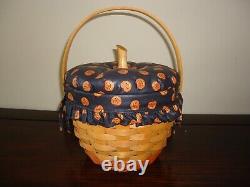 Lot of 3 Longaberger Pumpkin Basket Set with Lids & Two Tie Ons