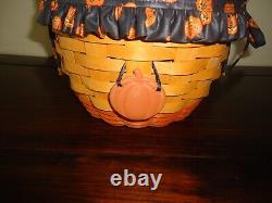 Lot of 3 Longaberger Pumpkin Basket Set with Lids & Two Tie Ons