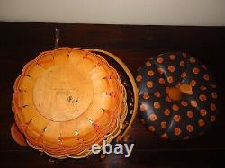 Lot of 3 Longaberger Pumpkin Basket Set with Lids & Two Tie Ons