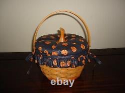 Lot of 3 Longaberger Pumpkin Basket Set with Lids & Two Tie Ons