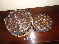 Lot of 3 Longaberger Pumpkin Basket Set with Lids & Two Tie Ons