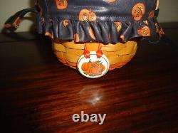 Lot of 3 Longaberger Pumpkin Basket Set with Lids & Two Tie Ons