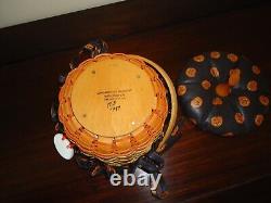 Lot of 3 Longaberger Pumpkin Basket Set with Lids & Two Tie Ons