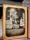 Lot Of Two 1/4 Ambrotype Photos 1850s Group Women Men Outdoor Tinted Color