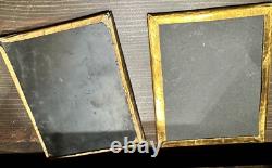 Lot of TWO 1/4 Ambrotype Photos 1850s Group Women Men Outdoor Tinted Color