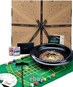 Luxury 40cm Roulette Wheel Set with Two Balls and 120 Chips Complete Kit