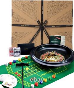 Luxury 40cm Roulette Wheel Set with Two Balls and 120 Chips Complete Kit