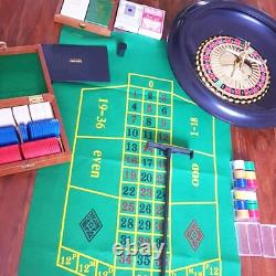 Luxury 40cm Roulette Wheel Set with Two Balls and 120 Chips Complete Kit