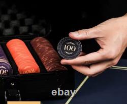 Luxury Ceramic Poker Chips Set Texas Hold'em 500PCS with Aluminum Case Casino