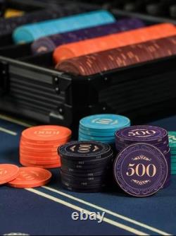 Luxury Ceramic Poker Chips Set Texas Hold'em 500PCS with Aluminum Case Casino