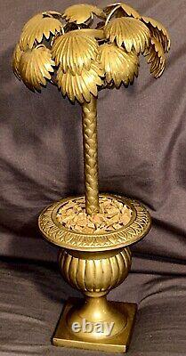 MID CENTURY MOD Two's Company SOLID BRASS PALM TREE CANDLESTICK SET -RARE MINT