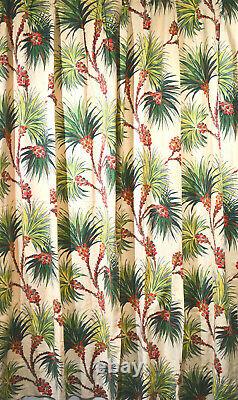 MID Century Tropical Exotica Barkcloth Drapery Curtains, Set Of 4/two Pairs