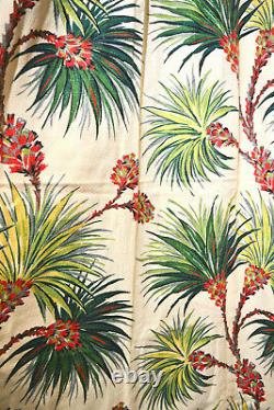 MID Century Tropical Exotica Barkcloth Drapery Curtains, Set Of 4/two Pairs