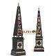 Marble Obelisks Set Of Two Pieces Ancient Egyptians Mosaic Multi Stone Decorate