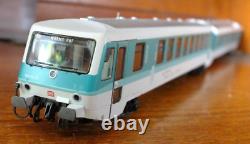 Marklin 3576 HO gauge DB BR 628 two car DMU set in grey with green stripe livery