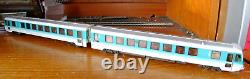 Marklin 3576 HO gauge DB BR 628 two car DMU set in grey with green stripe livery