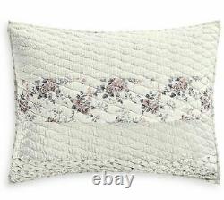 Martha Stewart Collection Textured Floral Stripe KING Quilt & Two Std Pillowsham