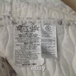 Martha Stewart Collection Textured Floral Stripe KING Quilt & Two Std Pillowsham