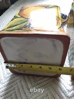 Mayolica Contreras Mexican Pottery Canister Set Two Piece Fruit Handpainted Art