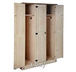 Mexican Solid Pine 3 / 4 Piece Bedroom Furniture Set Wardrobe Drawer Chest Table