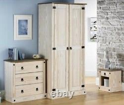 Mexican Solid Pine 3 / 4 Piece Bedroom Furniture Set Wardrobe Drawer Chest Table