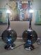 Mid Century Modern Smoked Glass Chrome Ball Lamp Set Of Two Dual Bulb Nice
