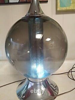 Mid Century Modern Smoked Glass Chrome Ball Lamp Set Of Two Dual Bulb NICE