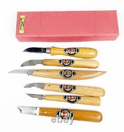 Mint Set Of 6 Two Cherries Kirschen Wood Carving Chisel Tools In Box Germany