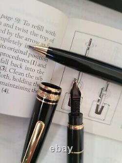 Montblanc MOZART BP & Fountain Pen 14K Gold M Nib Two Pens Set Good Condition