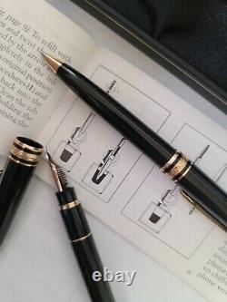 Montblanc MOZART BP & Fountain Pen 14K Gold M Nib Two Pens Set Good Condition