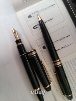 Montblanc MOZART BP & Fountain Pen 14K Gold M Nib Two Pens Set Good Condition