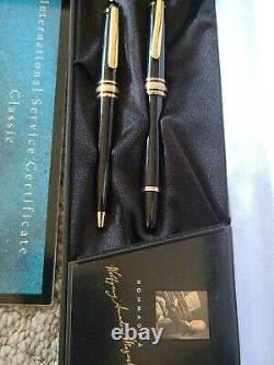 Montblanc MOZART BP & Fountain Pen 14K Gold M Nib Two Pens Set Good Condition