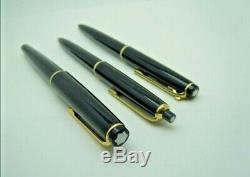 Montblanc Set Two Pens and Fountain Pen No32 No36 No38 Vintage Black Gold