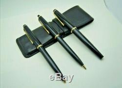 Montblanc Set Two Pens and Fountain Pen No32 No36 No38 Vintage Black Gold