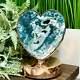 Moss Agate Heart Lamp Crystal Carving Two Colour Settings