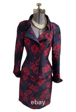 NEW $720 Doncaster Collection Skirt Suit Size 8 Two Piece Set Floral Sparkle New