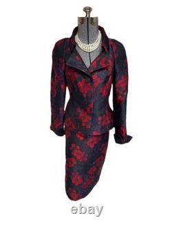 NEW $720 Doncaster Collection Skirt Suit Size 8 Two Piece Set Floral Sparkle New